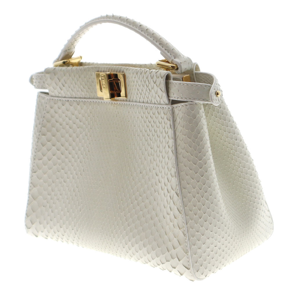 Fendi Mini Peekaboo Leather Shoulder Bag White - Picture 5 of 5